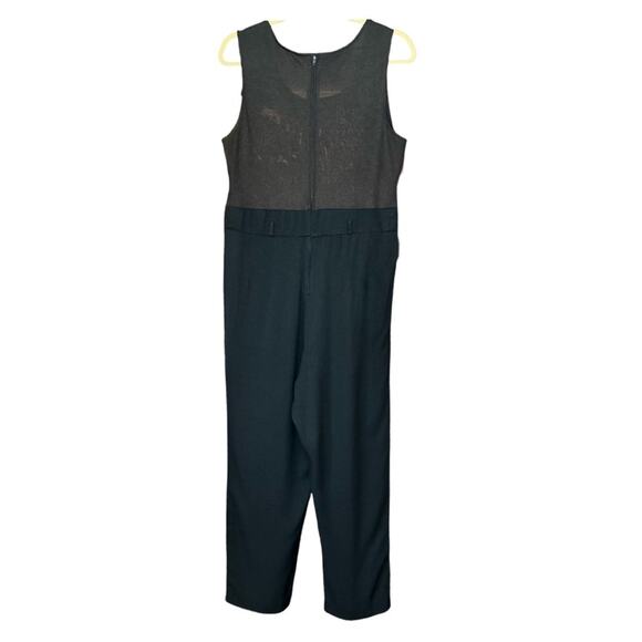 Vintage 90’s JSJ Petites Black Mesh Top Pleated Jumpsuit - Picture 2 of 4